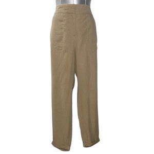 Ann Taylor 8 Pants Trouser Khaki Tan Cuff Hem Straight Leg Stretch‎ Career Cute
